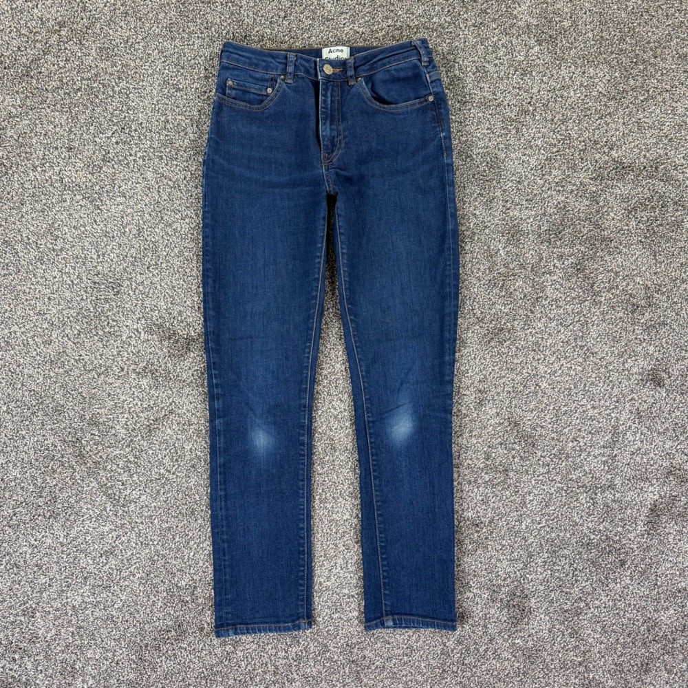 Acne Studios Pin Raw Reform Skinny Jeans Womens 29/32 Dark Blue Indigo Denim